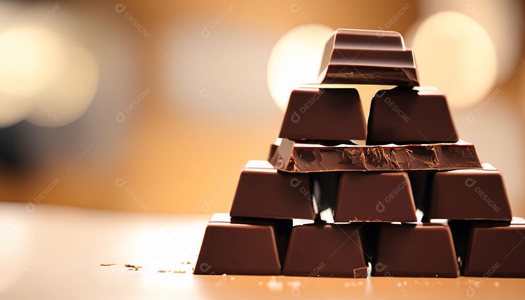 Pedaços de chocolate empilhados