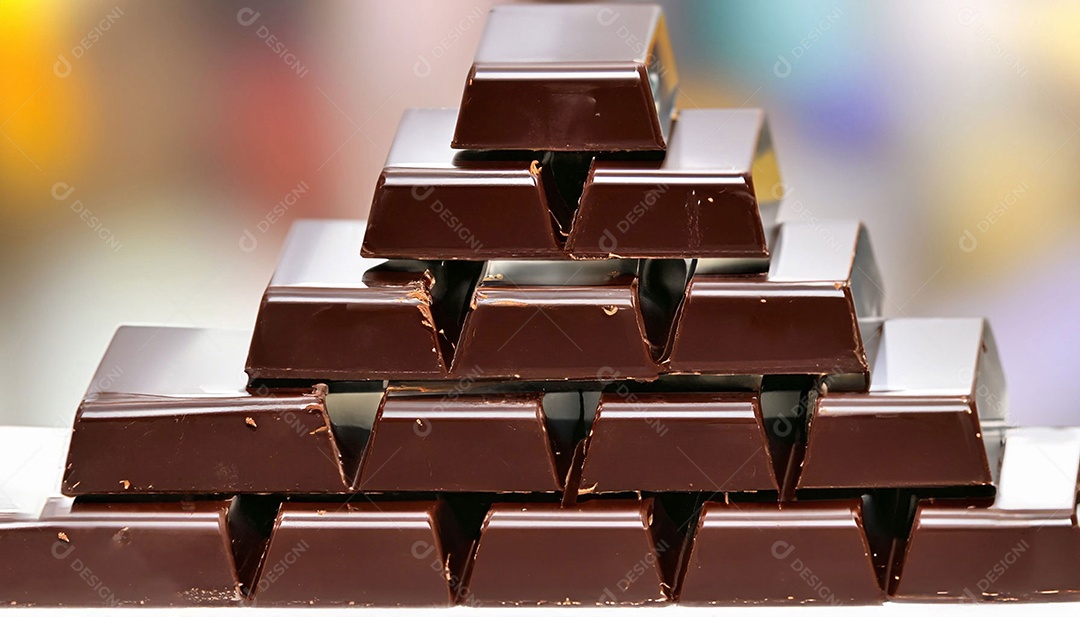 Pedaços de chocolate empilhados