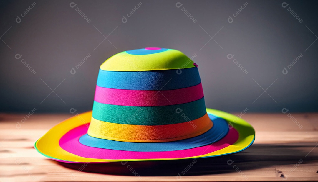 Chapéu colorido sobre a mesa