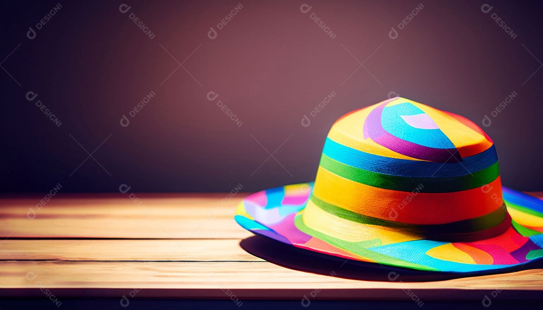 Chapéu colorido sobre a mesa