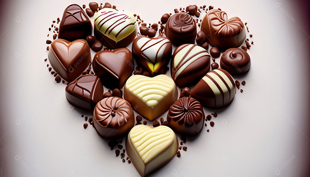 Deliciosos chocolates em formato de coração