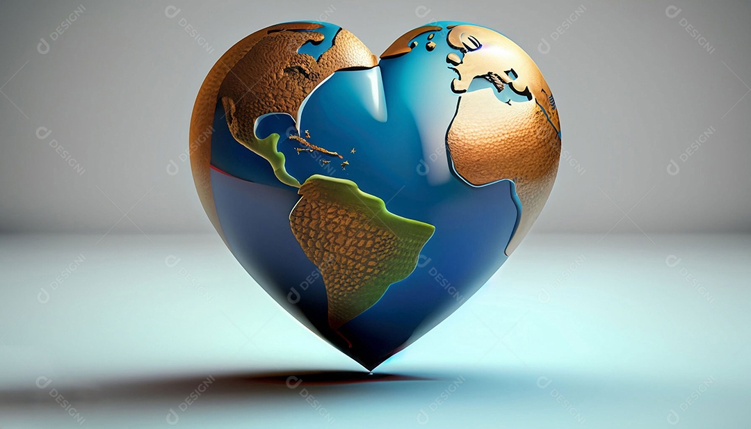 Globo terrestre em formato de coração