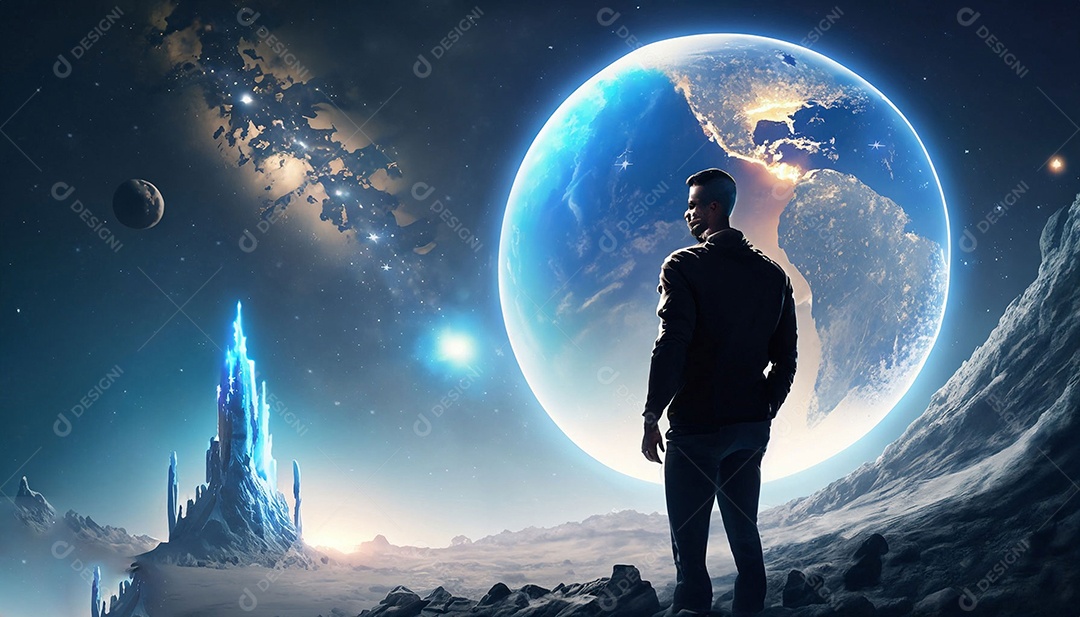 Homem astronauta na lua