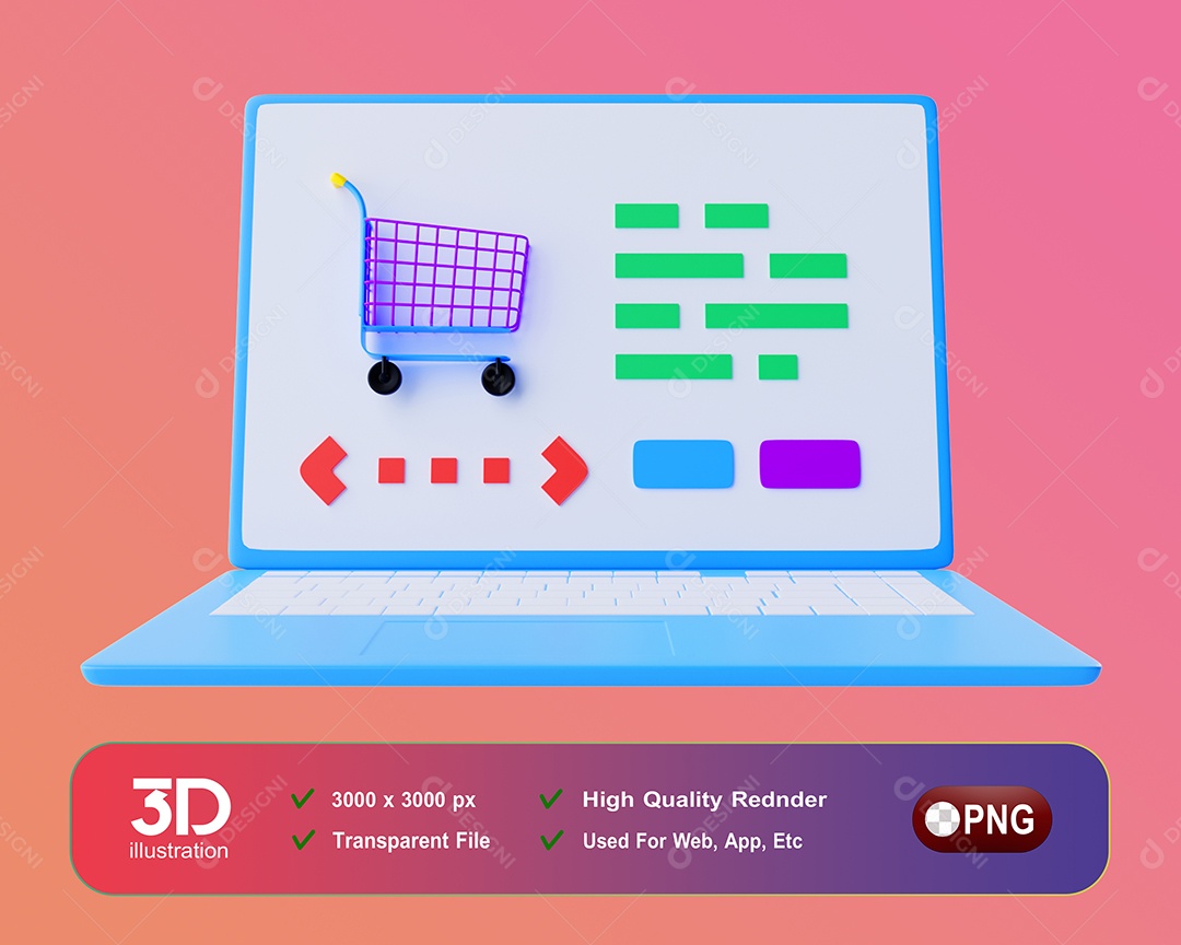 Site De Compras Elemento 3D Para Composição PSD