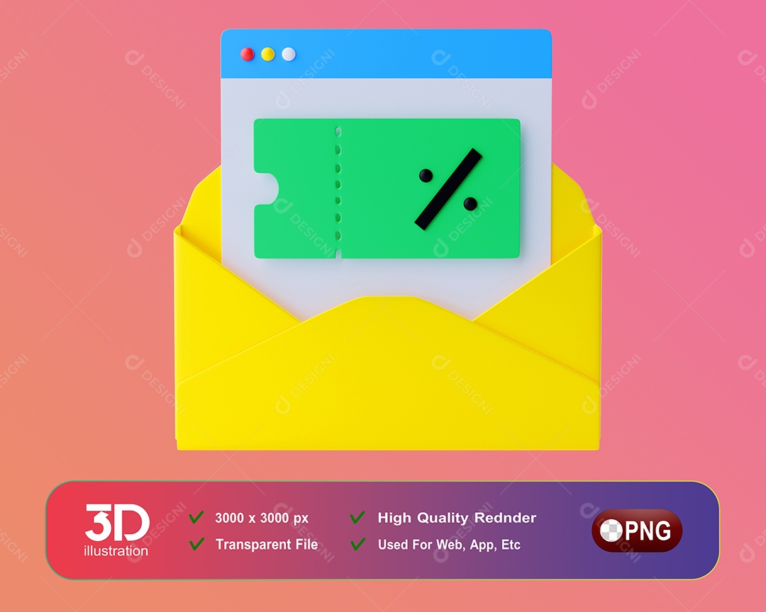 Mensagem Cupom De Desconto Elemento 3D Para Composição PSD