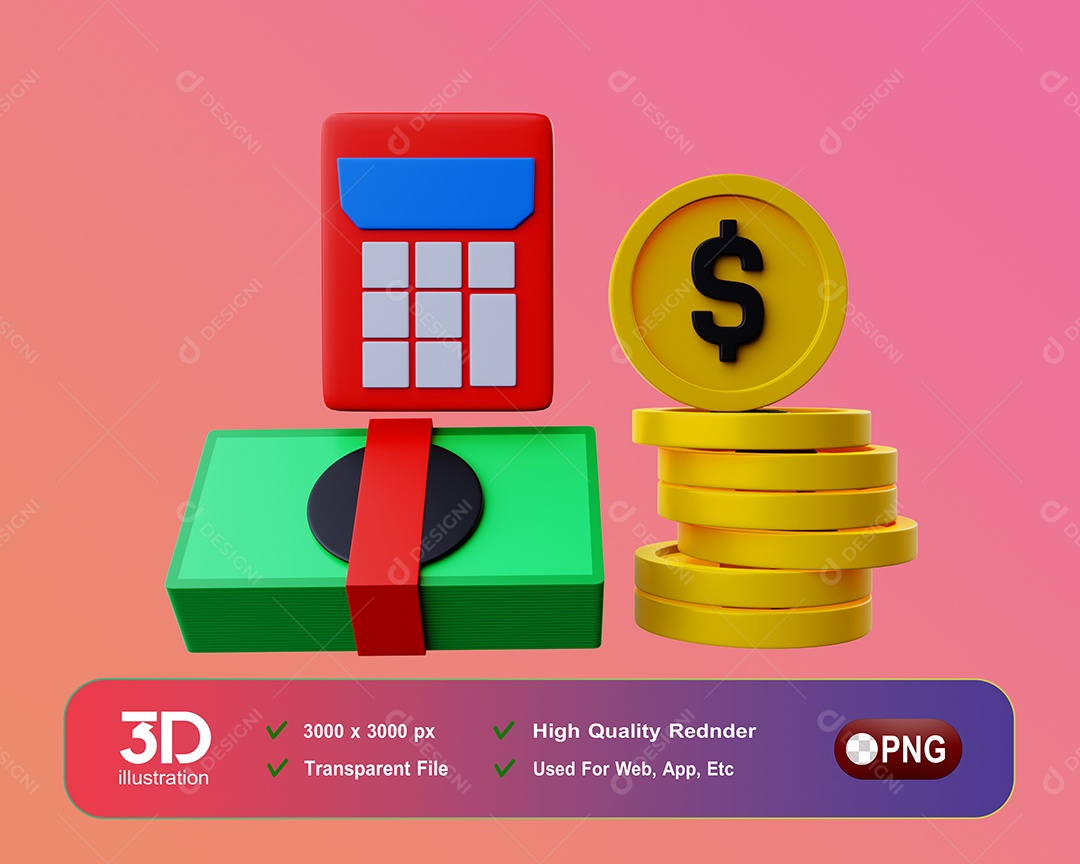 Calculo Financeiro Elemento 3D Para Composição PSD