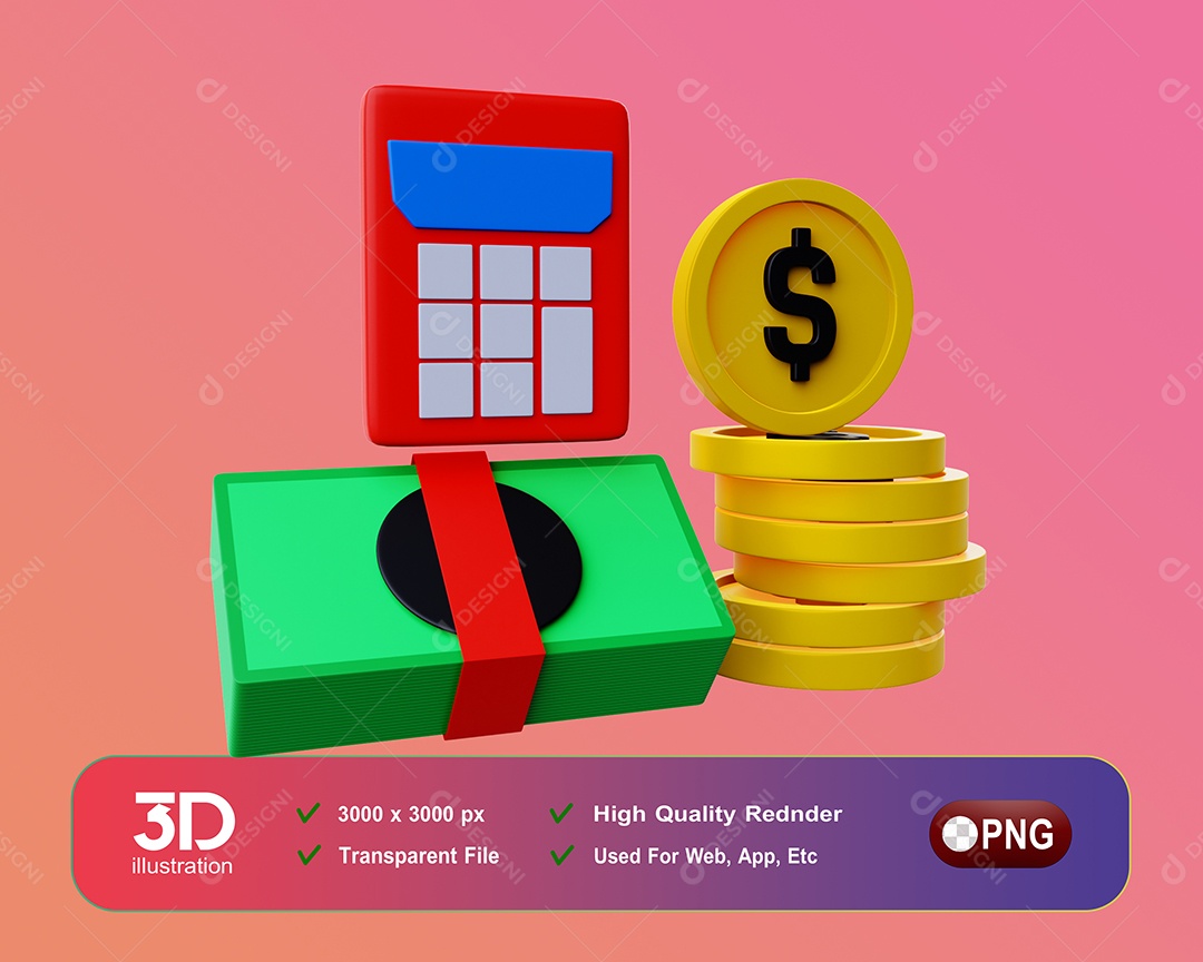 Calculo Financeiro Elemento 3D Para Composição PSD