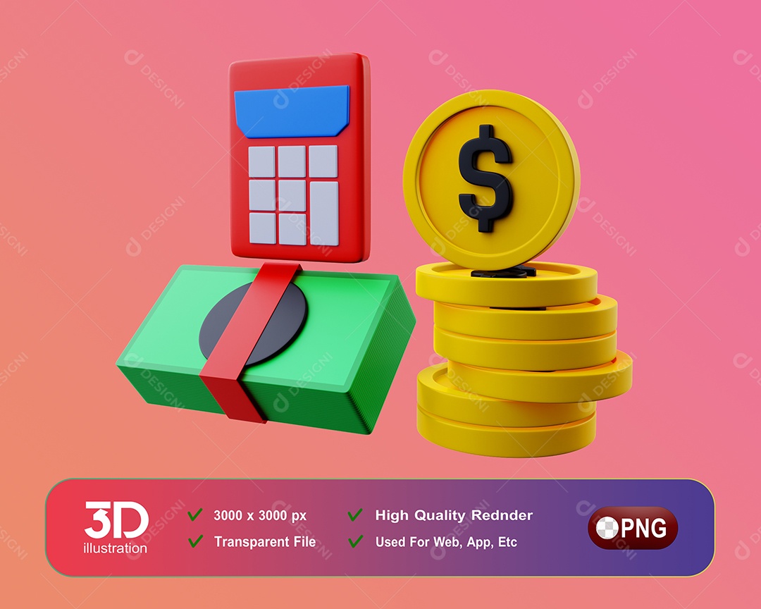 Calculo Financeiro Elemento 3D Para Composição PSD