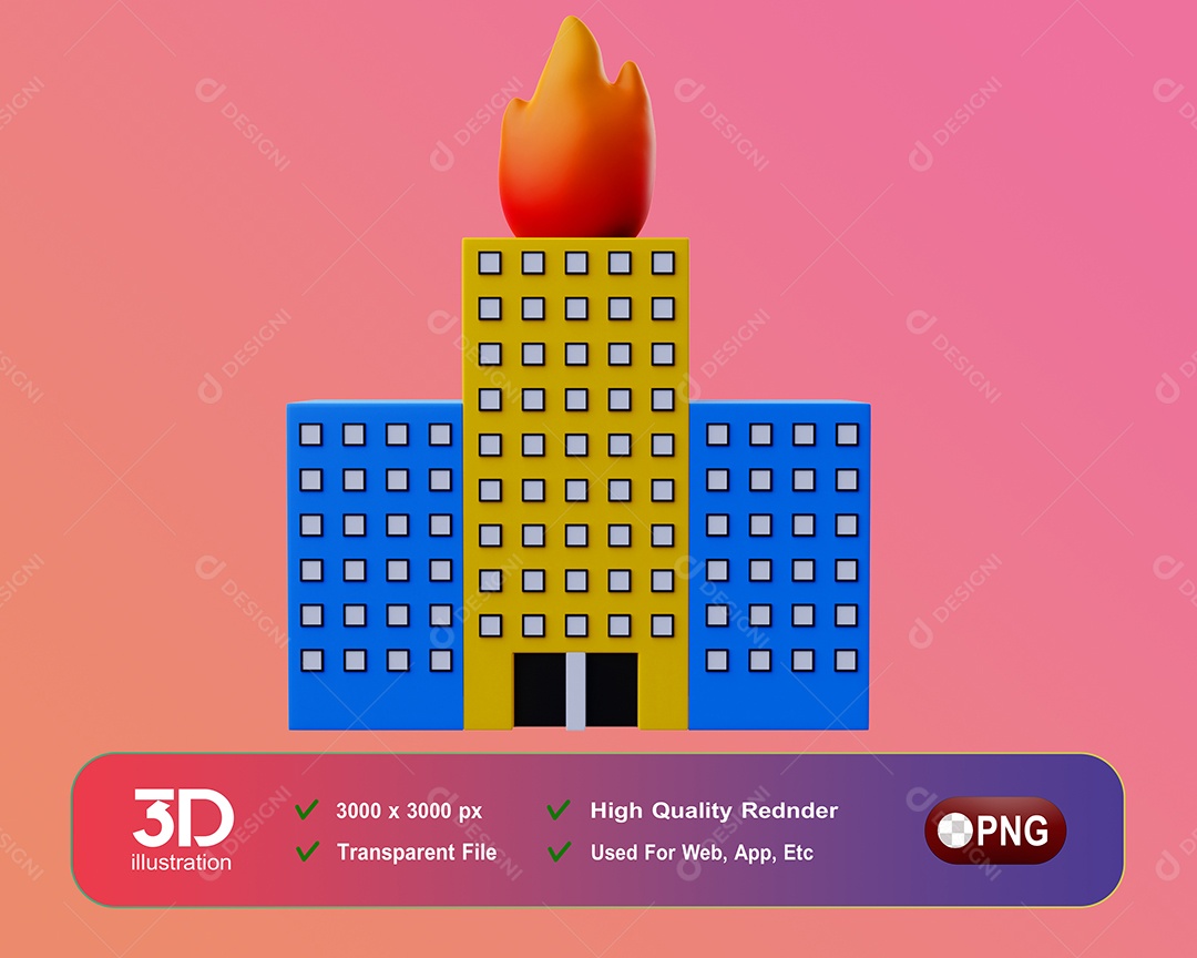 Prédio Elemento 3D Para Composição PSD