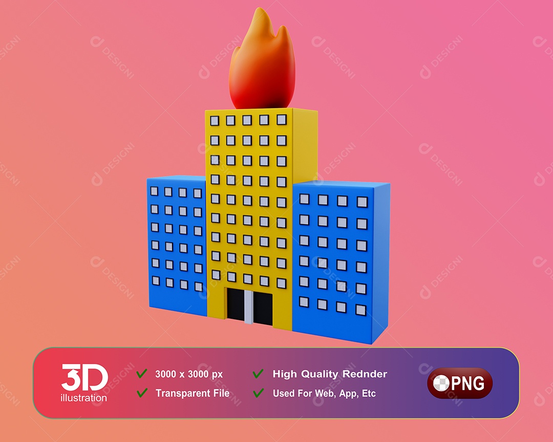 Prédio Elemento 3D Para Composição PSD