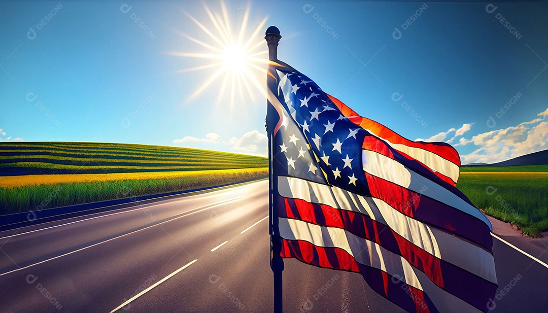 Bandeira dos estados unidos hasteada