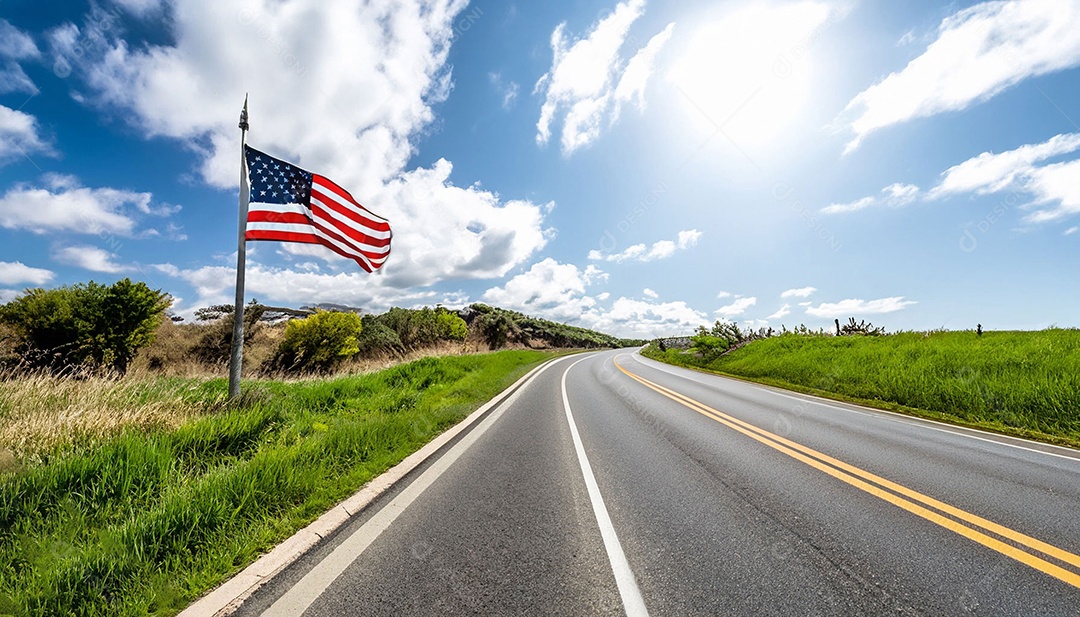 Bandeira dos estados unidos hasteada