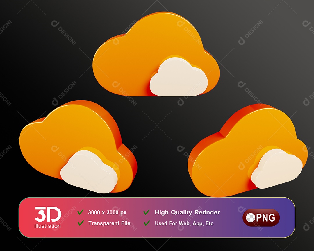 Nuvem Elementos 3D Para Composição PSD
