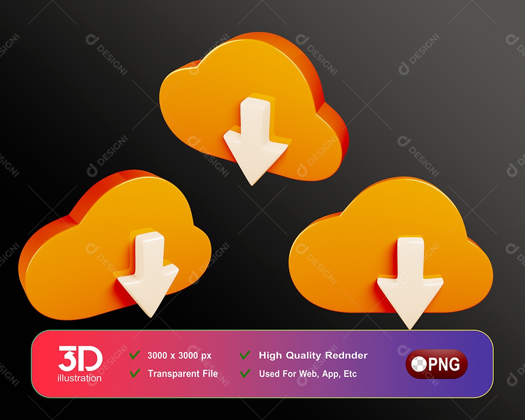 Ícone De Download Elemento 3D Para Composição PSD