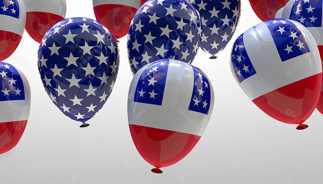 Balões decorado com bandeira dos Estados Unidos