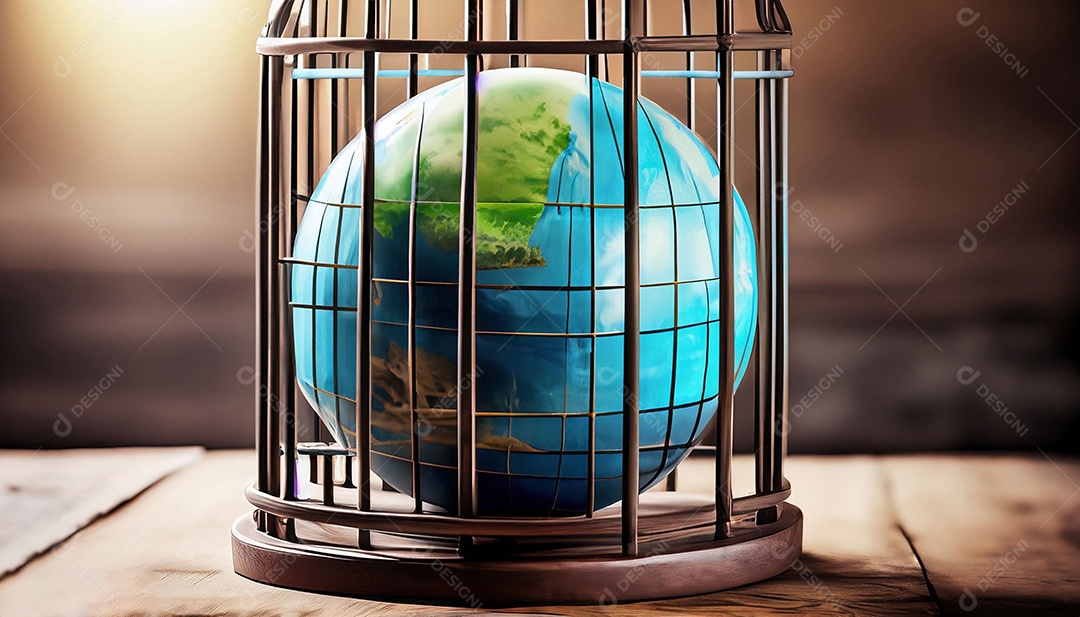 Globo terrestre preso na gaiola