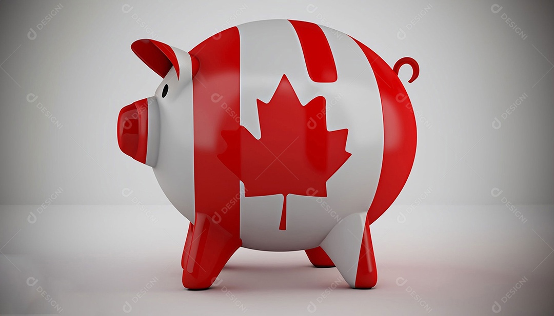 Cofre de porquinho de cofre com bandeira do Canadá