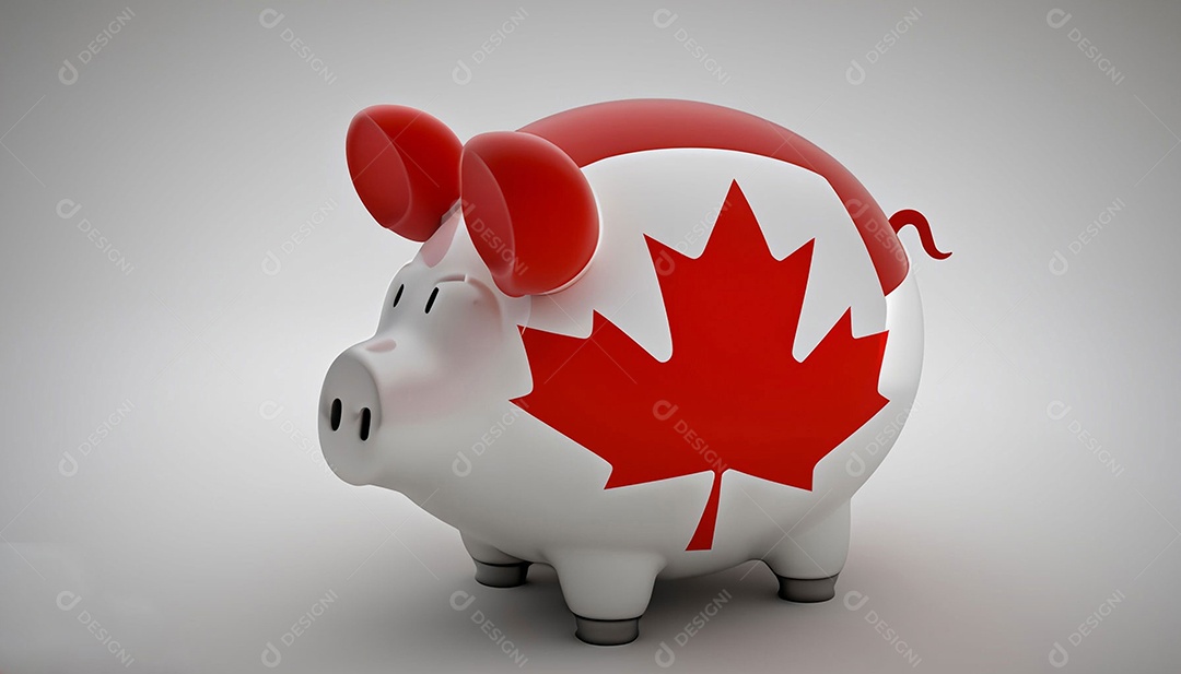 Cofre de porquinho de cofre com bandeira do Canadá