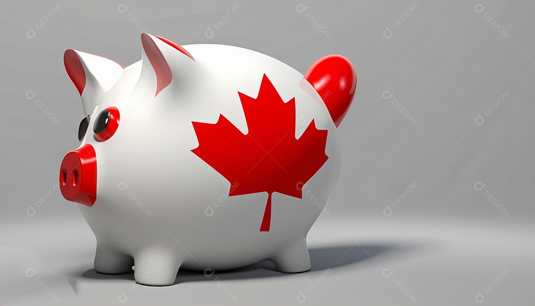 Cofre de porquinho de cofre com bandeira do Canadá