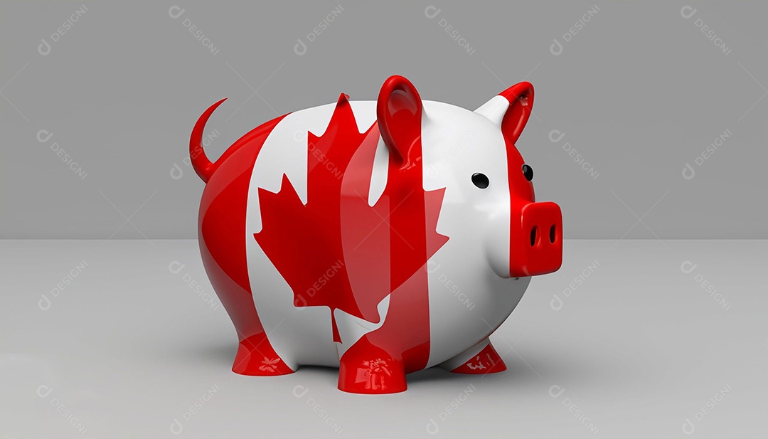 Cofre de porquinho de cofre com bandeira do Canadá