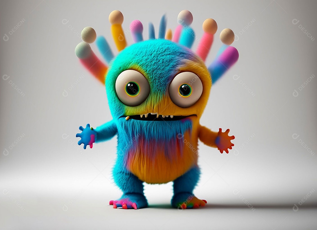 Monstros dos desenhos animados em fundo branco