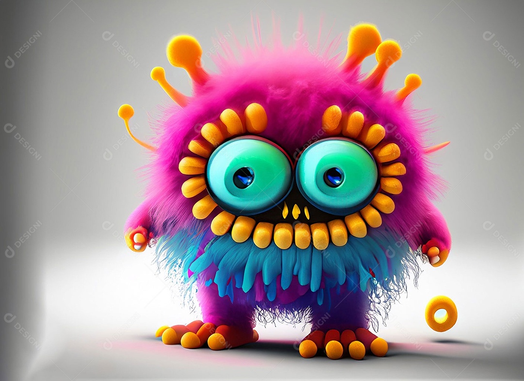 Monstros dos desenhos animados em fundo branco