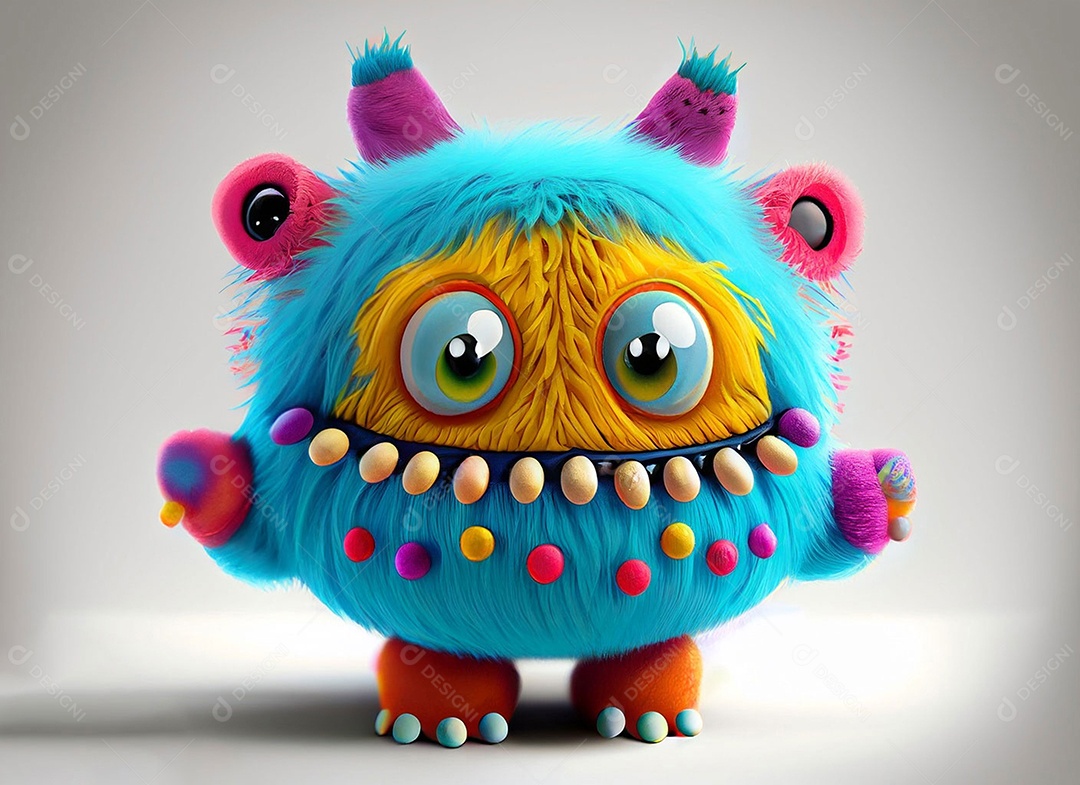 Monstros dos desenhos animados em fundo branco