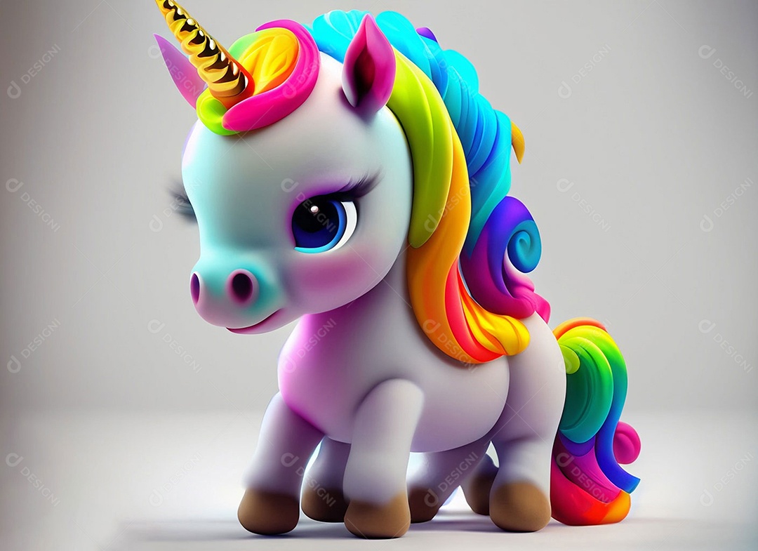 Unicórnio colorido em fundo branco