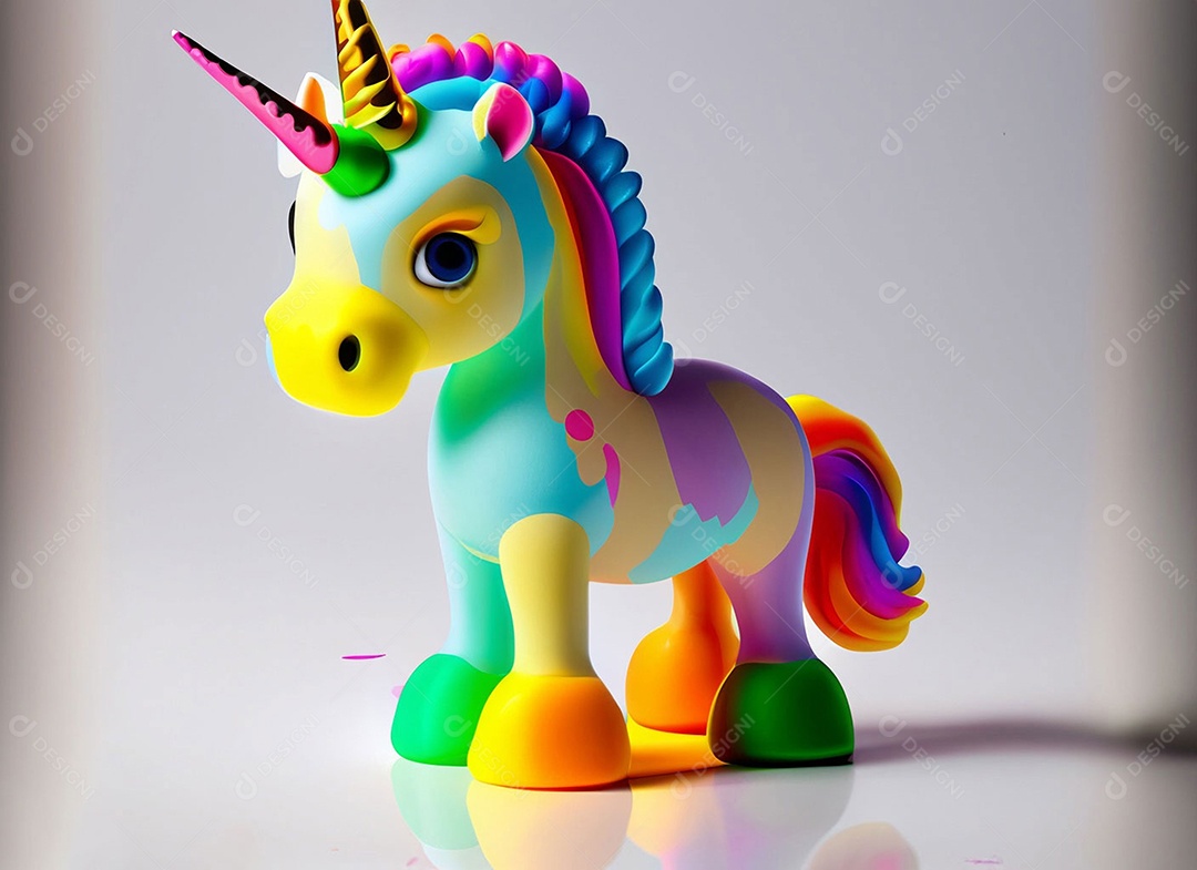 Unicórnio colorido em fundo branco
