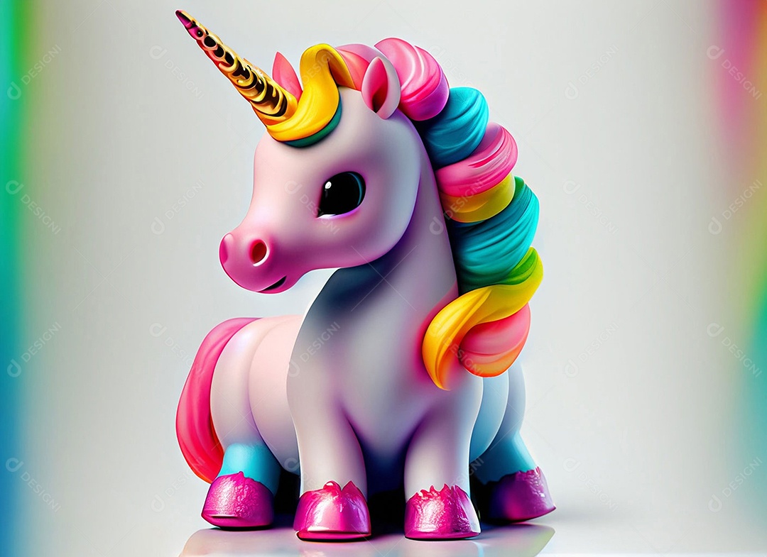 Unicórnio colorido em fundo branco