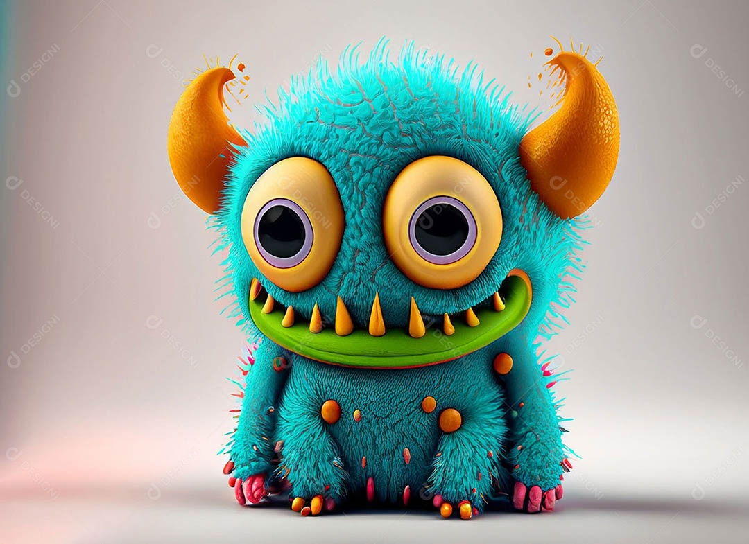 Um bonito e vibrante animal de pelúcia com pelagem colorida e grandes olhos expressivos