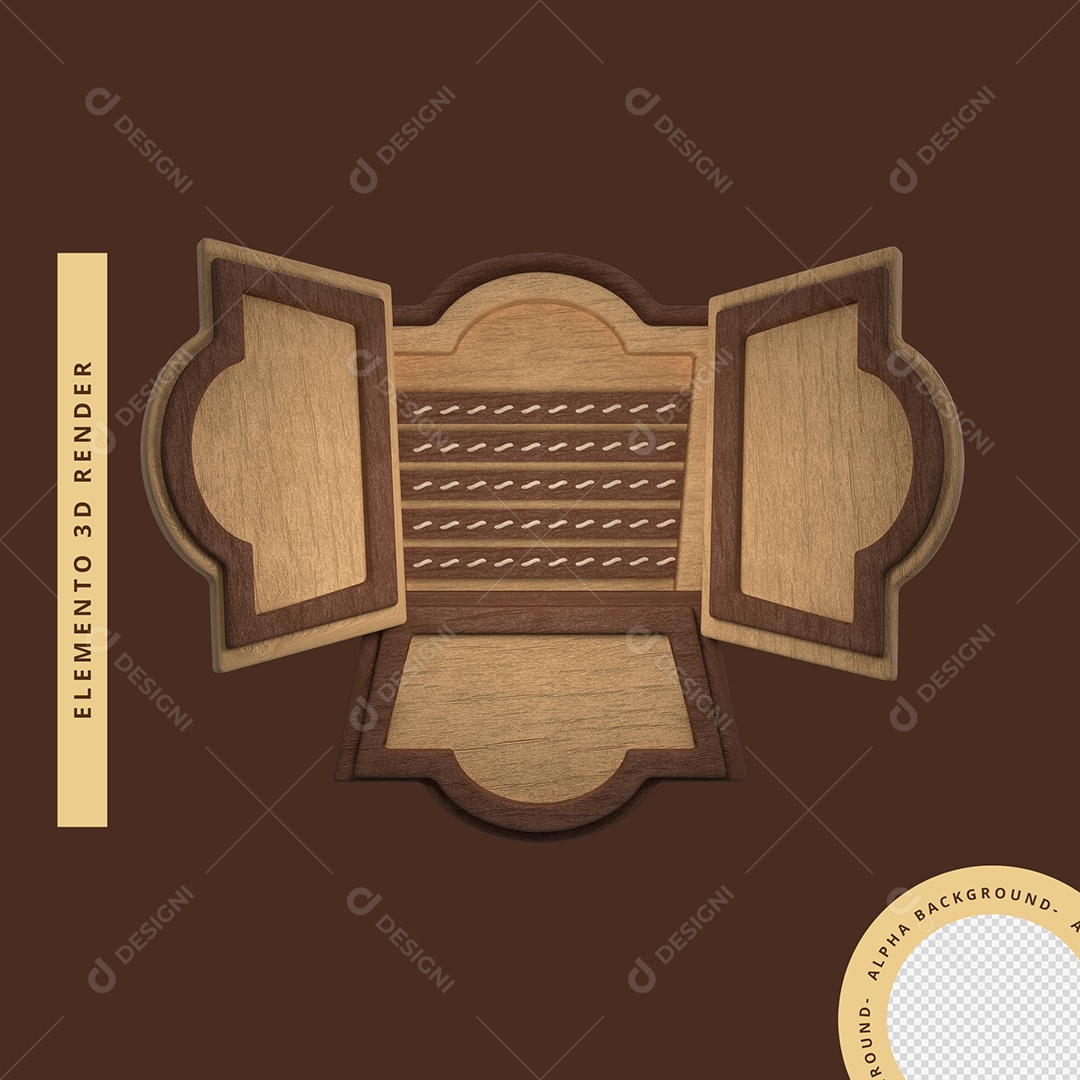 Elemento 3D Moldura Marrom Painel Para Composição PSD
