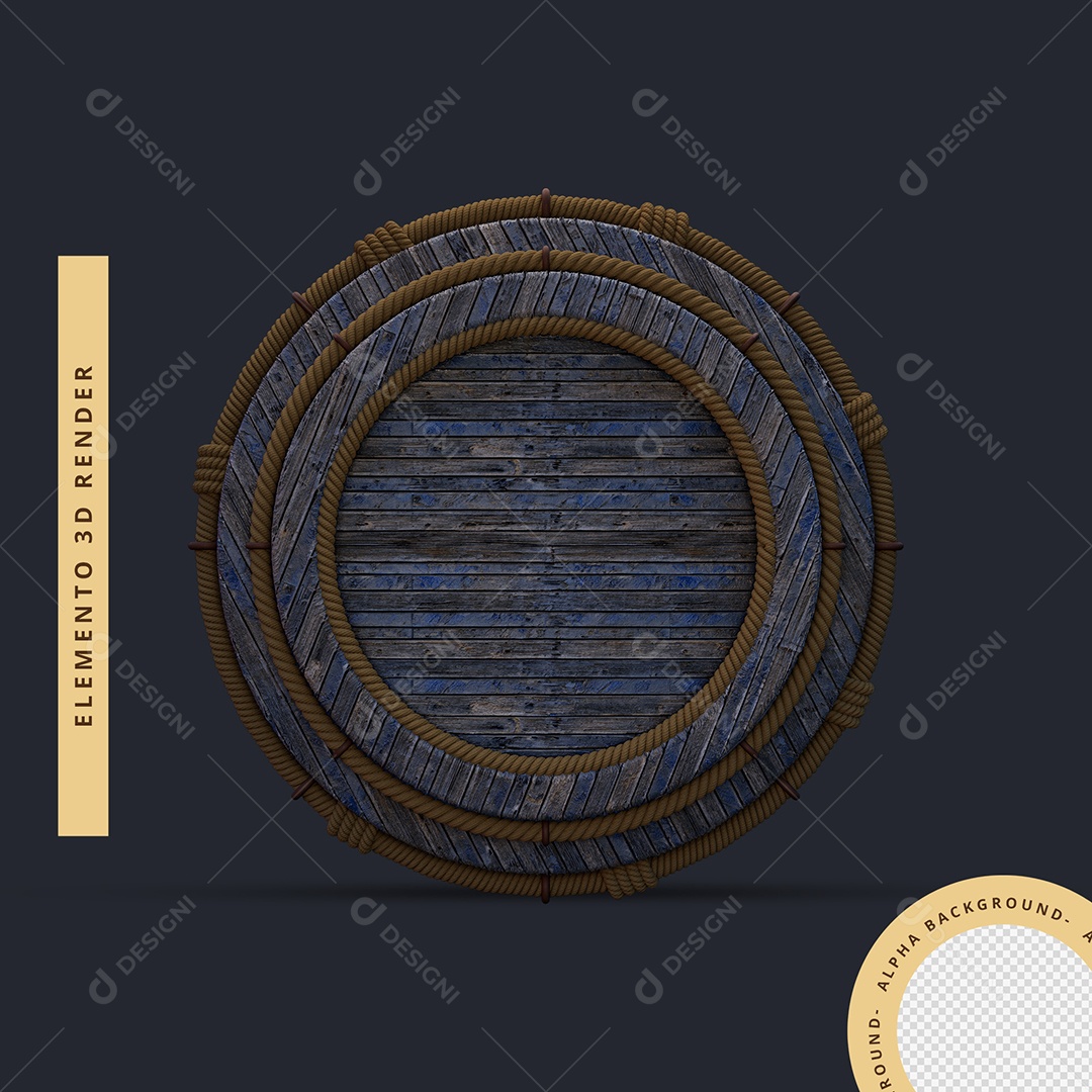 Painel De Madeira Redondo Azul Elemento 3D Para Composição PSD