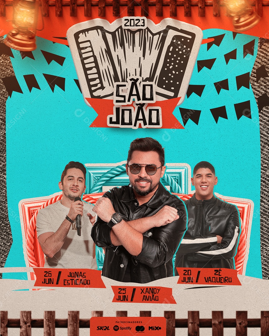 Social Media Flyer São João Cantores PSD Editável