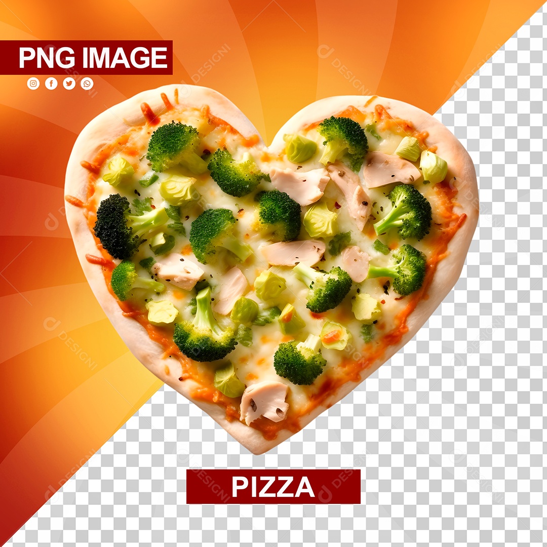 Deliciosa Pizza Formato De Coração Legumes PSD