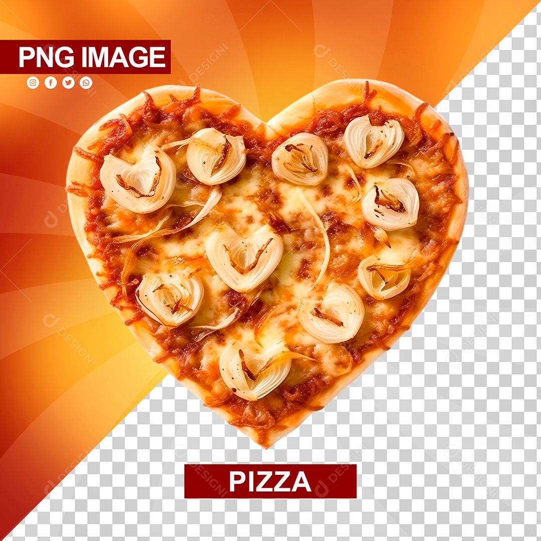 Deliciosa Pizza Formato De Coração Cebola PSD