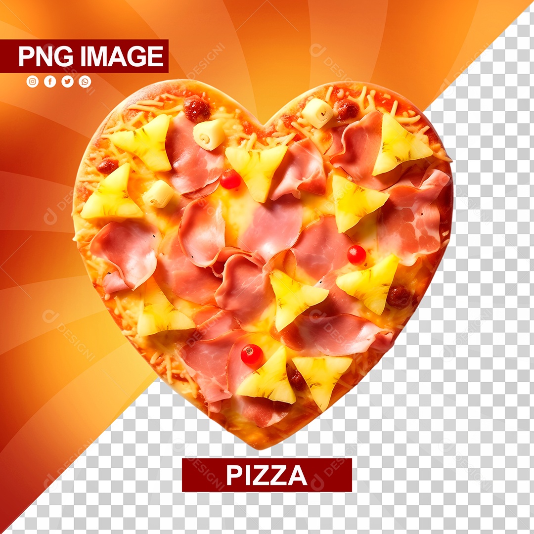 Deliciosa Pizza Formato Coração Presunto E Queijo PSD