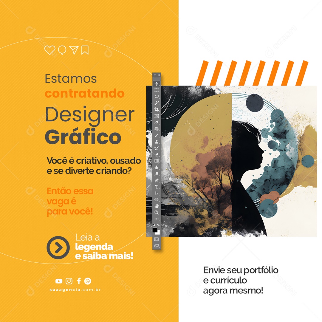 Estamos Contratando Você é Criativo Designer Gráfico Vagas De Empregos Social Media PSD Editável