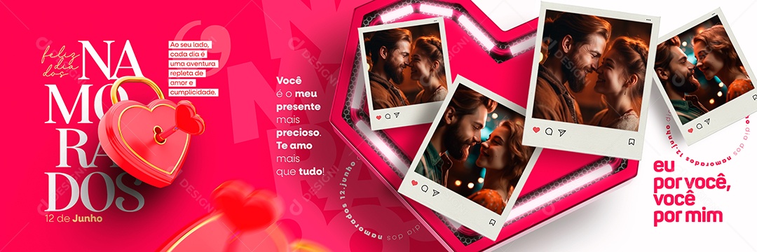 Você é o Meu Presente Mais Precioso Te Amo Dia Dos Namorados Carrossel Social Media PSD Editável