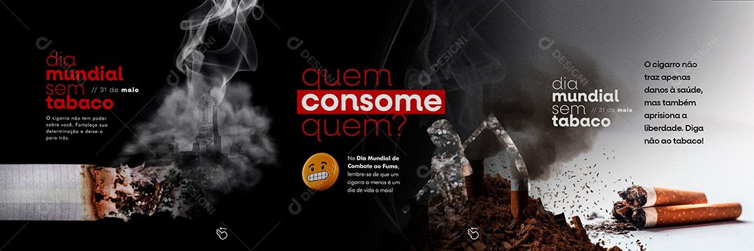 Quem Consome Quem Dia Mundial Sem Tabaco Carrossel Social Media PSD Editável