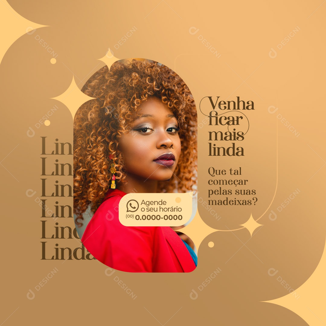 Venha Ficar Mais Linda! Salão de Beleza Social Media PSD Editável