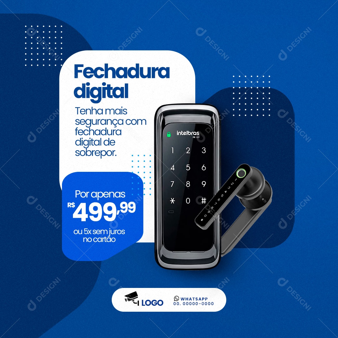 Fechadura Digital Segurança Eletrônica Social Media PSD Editável