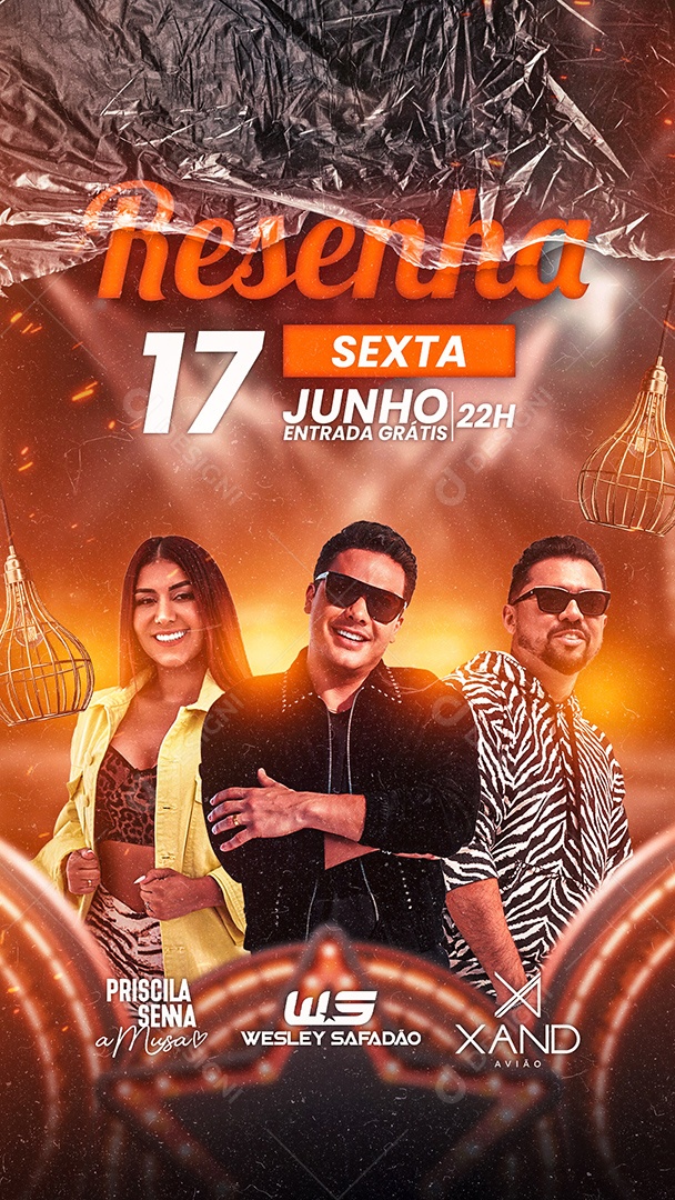 Story Resenha Flyer Priscila Senna Wesley Safadão Xand Avião Social Media PSD Editável