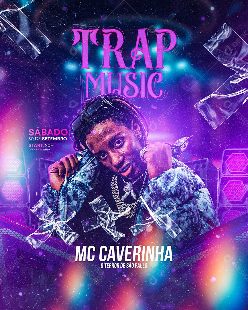 Trap Music Mc Caverinha Social Media PSD Editável