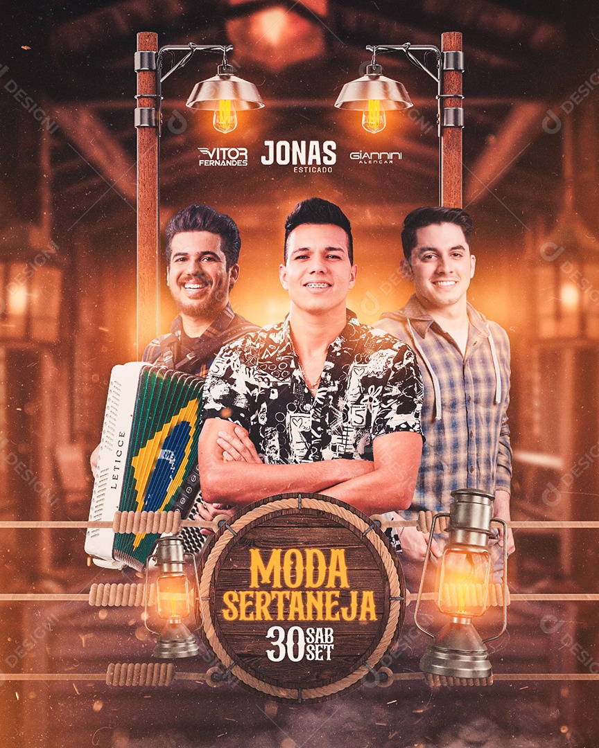 Moda Sertaneja Flyer Vitor Fernandez Jonas Esticado Social Media PSD Editável