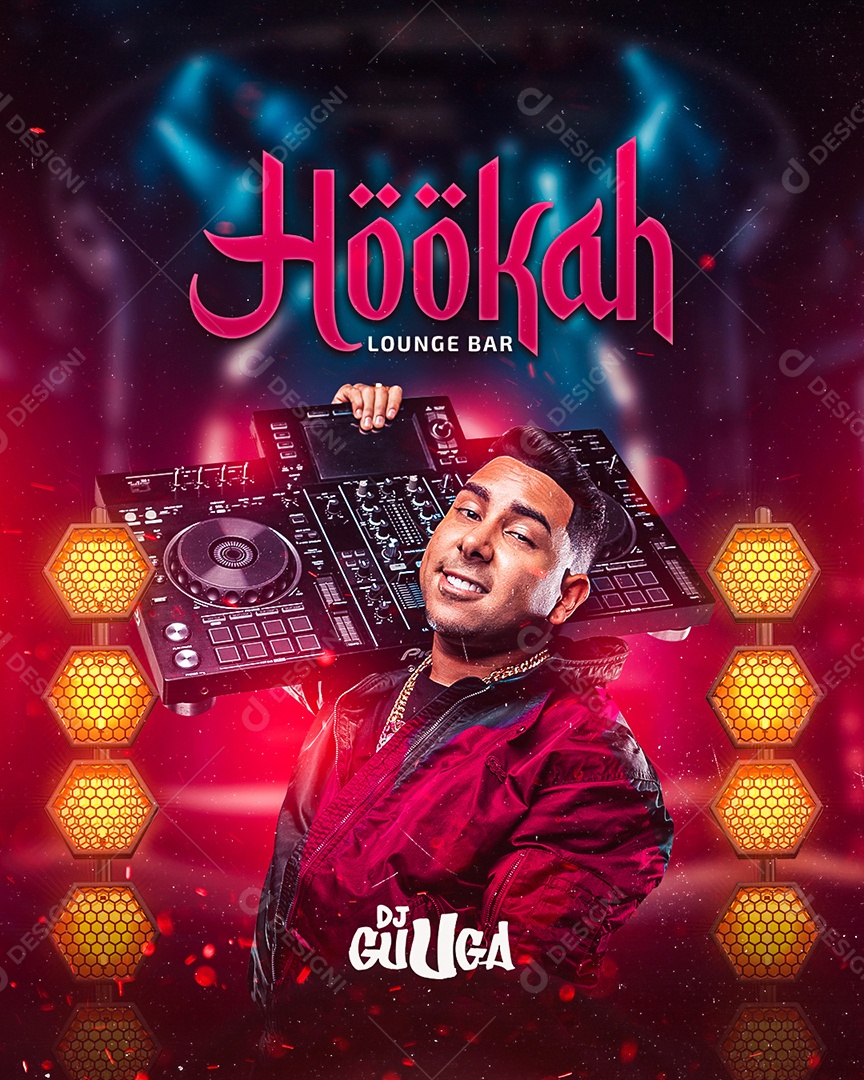 Hookah Lounge Bar Flyer DJ Guuga Social Media PSD Editável
