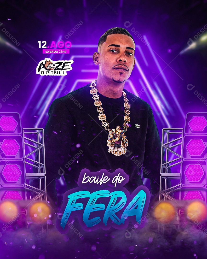 Baile Do Fera Flyer Mc Poze Do Rodo Social Media PSD Editável