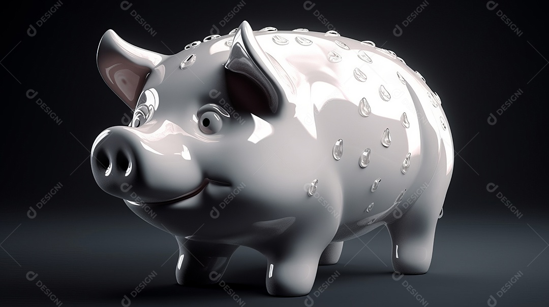 Cofrinho com moedas, linha para poupança Generative AI.