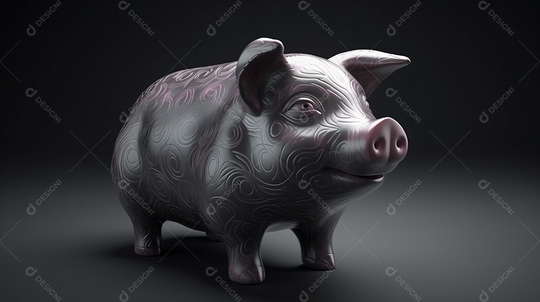 Cofrinho com moedas, linha para poupança Generative AI.