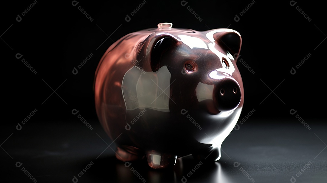 Cofrinho com moedas, linha para poupança Generative AI.